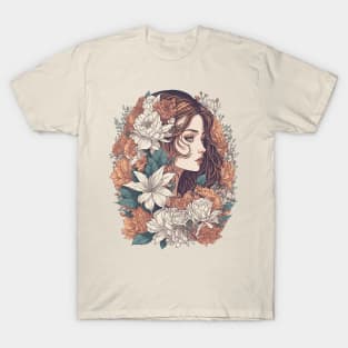 Vintage Floral Girl T-Shirt